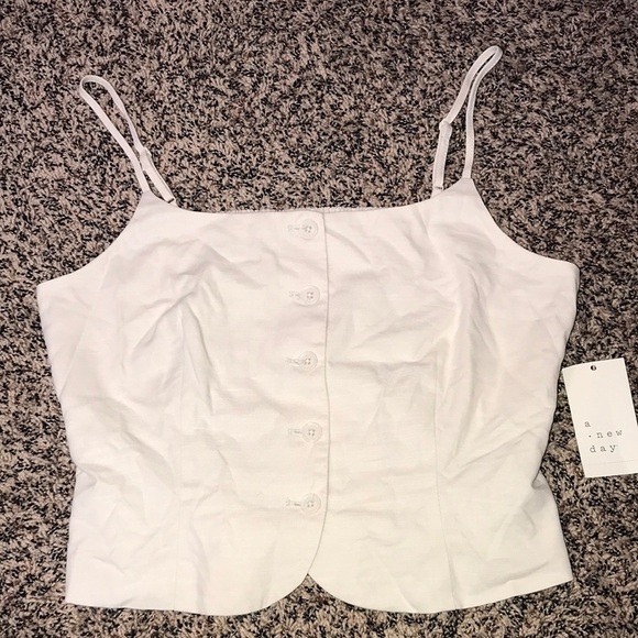 A New Day Women's Cream Button-Front Cropped Tank Top | NWT - Picture 1 of 6